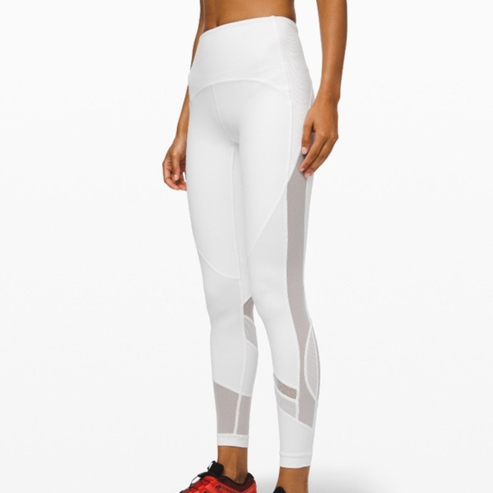 White Lululemon clear the court leggings